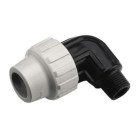 COUDE MALE PLASTIQUE A SERRAGE EXTERIEUR POUR TUBE POLYETHYLENE SEMI-RIGIDE