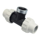 TE FEMELLE AU CENTRE PLASTIQUE A SERRAGE EXTERIEUR POUR TUBE POLYETHYLENE SEMI-RIGIDE