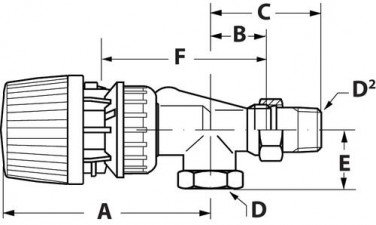 Robinet thermostatique équerre inverse F12/17 à tension de vapeur VT0,5 - DANFOSS