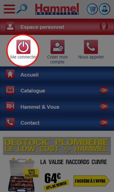 Cliquez sur le bouton 'me connecter
