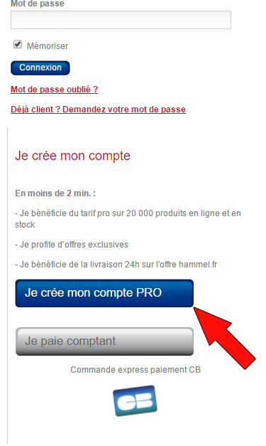 Cliquez sur 'Je crée mon compte PRO