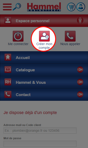 Appuyez sur le bouton 'Créer mon compte