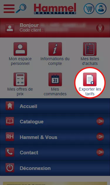 Exporter les tarifs