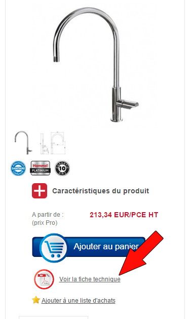 Chaque produit dispose d'une fiche technique téléchargeable.