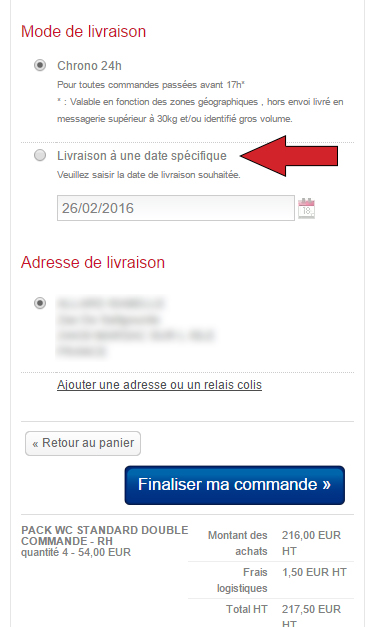 Programmez vos livraisons de commande.