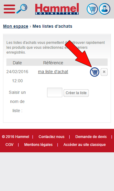 Transformez facilement votre liste d'achats en commande grâce au caddie.
