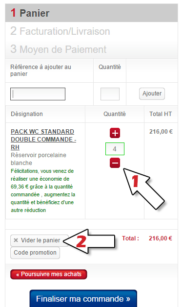 Modifiez simplement le contenu et les quantités de votre panier.