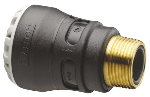 Raccord PEHD Encliquetable Droit - Laiton Mâle 3/4 (20/27) - Pour Tubes Pression Eau - Pression Service 16 Bars