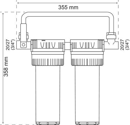 Kit Duplex Aquaphos Easy 3/4 (20/27) - Avec Cartouches, équerre