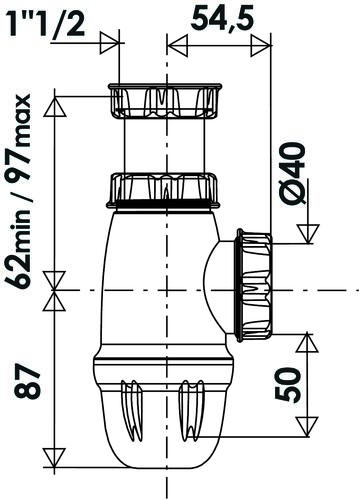 Siphon d'évier à hauteur réglable nf ø40 115-40