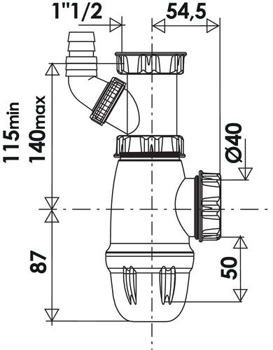 Siphon evier réglable sortie D40 plastique blanc VALENTIN 75030000100 -  VALENTIN - 00 750300 001 00