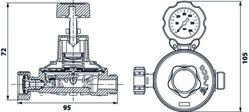 régulateur de pression gaz de 50 à 300 mbar débit 4 kgs/h