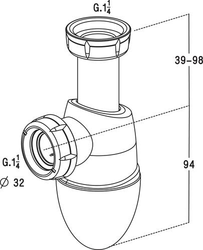 Siphon de lavabo à joints intégrés réglable 39 à 98mm