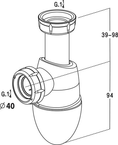 Siphon d'évier à joints intégrés réglable 39 à 98mm