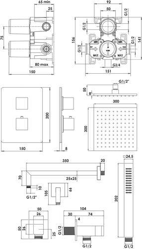 Pack thermostatique de douche à encastrer fact'ory noir mat - rolf 501017038