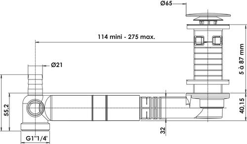 Tubulure extra-plate pour lavabo ou vasque 1''1/4 VALENTIN 00 609900 001 00  - VALENTIN - 00 609900 001 00