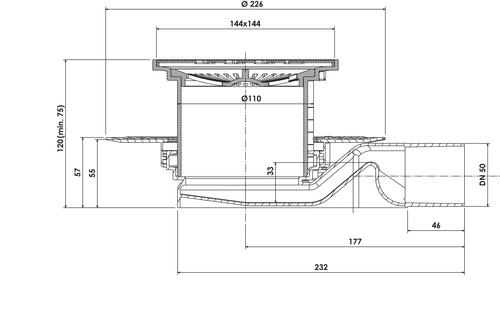 Bonde de douche à carreler extra-plate 502012034