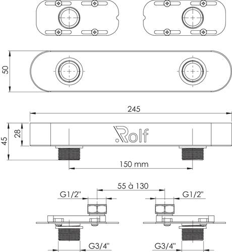 Adaptateur universel tout entraxe ax'o rond chromé - rolf 502511502