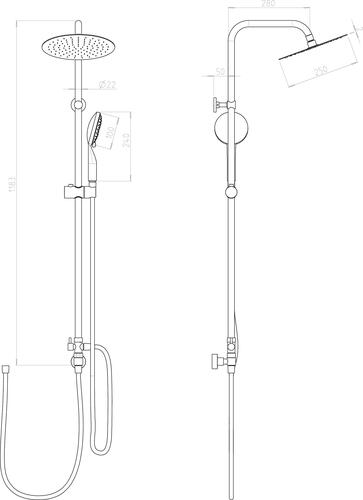 COLONNE DE DOUCHE SIMPLE SANS ROBINETTERIE