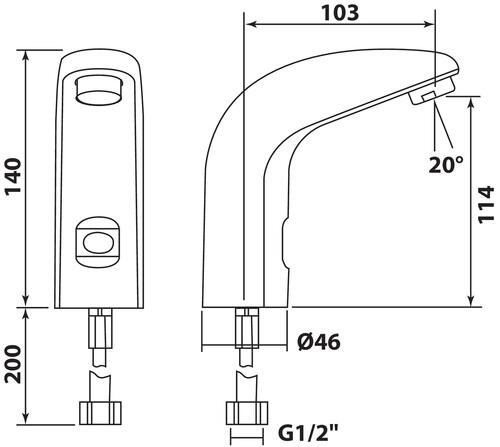 Robinet de lavabo électronique infrarouge bec haut - rolf 504011036