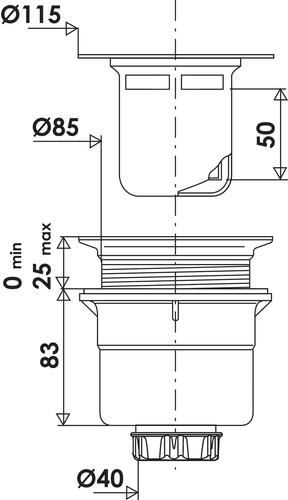 Bonde de douche verticale ø90 - valentin 5904