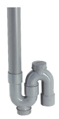 SIPHON TUBULAIRE SIMPLE ABS A SORTIE VERTICALE AVEC 2 BOUCHONS - PRONORM