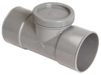 Té de visite PVC double femelle ø100 avec bouchon - NICOLL