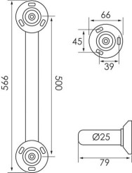 Barre de maintien droite laiton chromée 50cm - PELLET