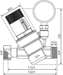 Régulateur de pression à membrane mâle écrou tournant 20/27 avec manomètre