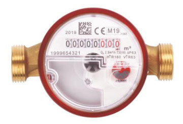 Compteur d'eau chaude à jet unique pré-équipé capteur radio 26/34