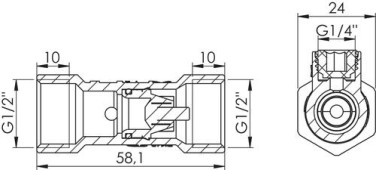 Clapet de retenue anti-pollution à purge type EA NF double femelle 15/21 58mm