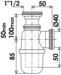 Siphon d'évier laiton à hauteur réglable ø40 - VALENTIN