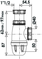 Siphon d'évier à hauteur réglable NF ø40
