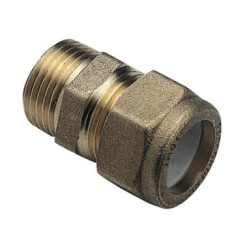 RACCORD DROIT A BICONE MIXTE MALE A BAGUE TEFLON POUR TUBE CUIVRE M15/21- 14