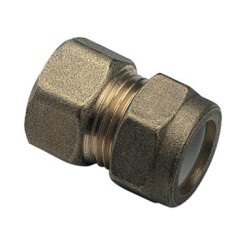 RACCORD DROIT A BICONE MIXTE FEMELLE A BAGUE TEFLON POUR TUBE CUIVRE F15/21- 12