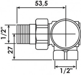 Corps de robinet thermostatique angle à droite femelle 15/21