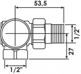 Corps de robinet thermostatique angle à gauche femelle 15/21