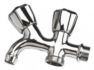 ROBINET DOUBLE 2 USAGES LAITON CHROME - PRONORM