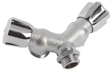 ROBINET DOUBLE EN Y A 2 TETES LAITON CHROME - PRONORM