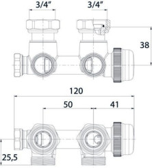 Distributeur thermostatisable bitube mural 3/4EK-15/21