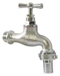 ROBINET D'ARROSAGE AVEC RACCORD AU NEZ 15/21- 20/27 - NICKELE