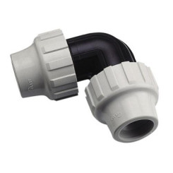 COUDE EGAL D63 PLASTIQUE A SERRAGE EXTERIEUR POUR TUBE POLYETHYLENE SEMI-RIGIDE