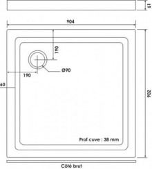 Receveur de douche grès 90x90 cm