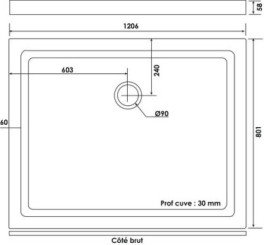 Receveur de douche grès 80x120 cm