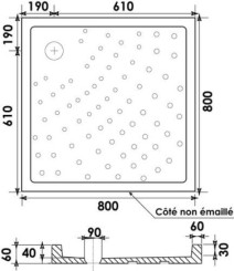 Receveur de douche céramique extra-plat 6 cm blanc 80x80cm