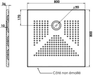 Receveur de douche céramique ultra-plat 3,5 cm blanc 80x80cm