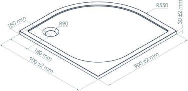 Receveur de douche quart de cercle 90cm béton de synthèse