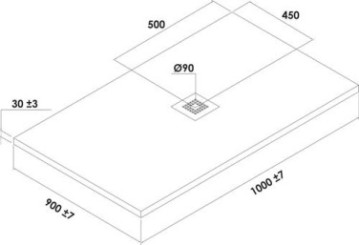 Receveur de douche résine de synthèse MINA gris anthracite 90x100