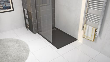 Receveur de douche caniveau résine de synthèse KORI gris anthracite 80x120