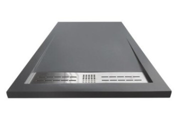 Receveur de douche caniveau résine de synthèse KORI gris anthracite 90x140